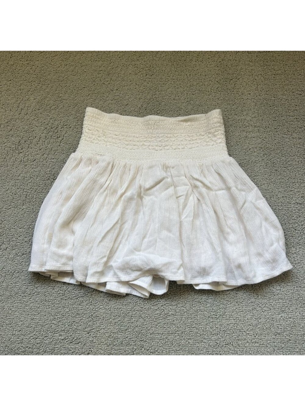 Forever 21 Girls White Solid Lined Elastic Waist Pull On Ruffled Skirt Flowy XS